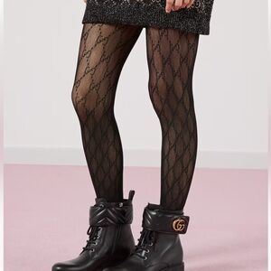 Gucci Black Logo Patterned Sparkly Tights